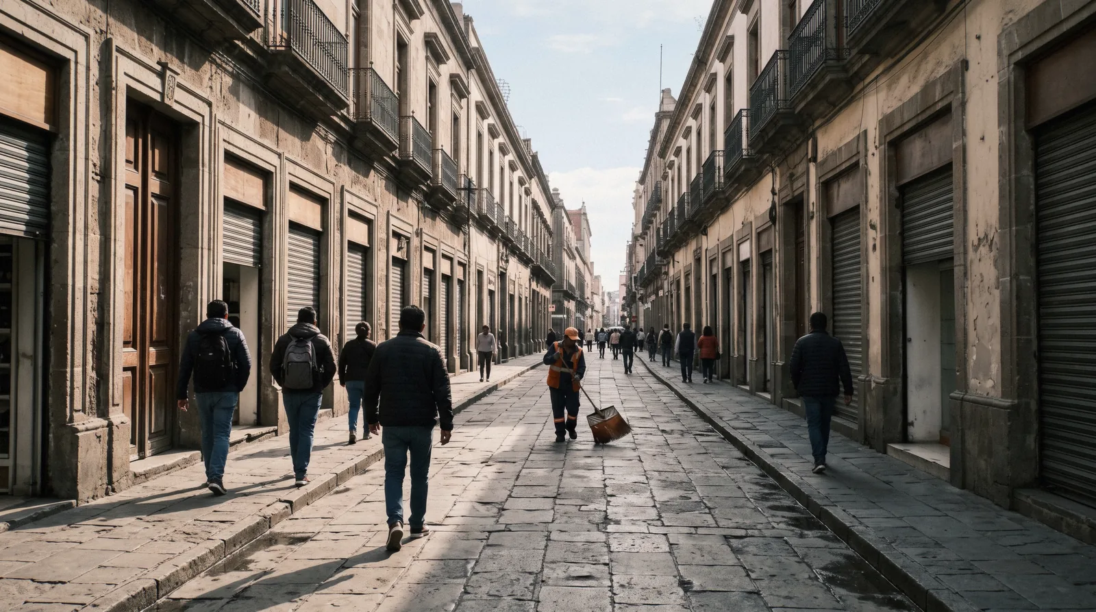 Pedestrian Calle Madero lined with colonial facades in the Centro Histórico, Mexico City