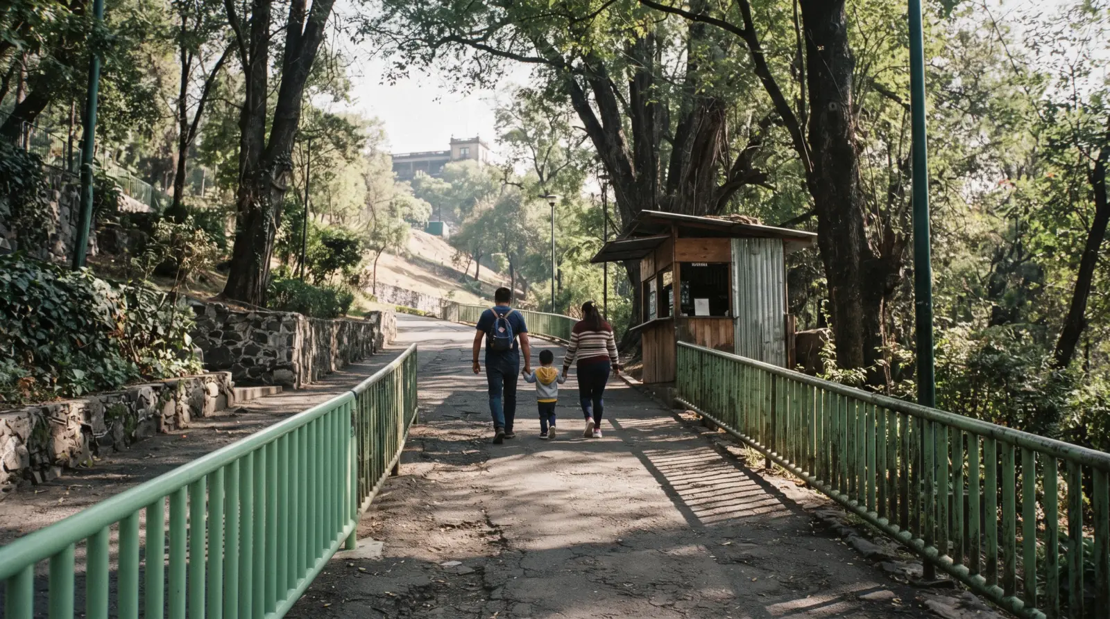 The ticket booth and the start of the ramp below Chapultepec Castle, where Chapultepec Castle tickets are sold, Mexico City
