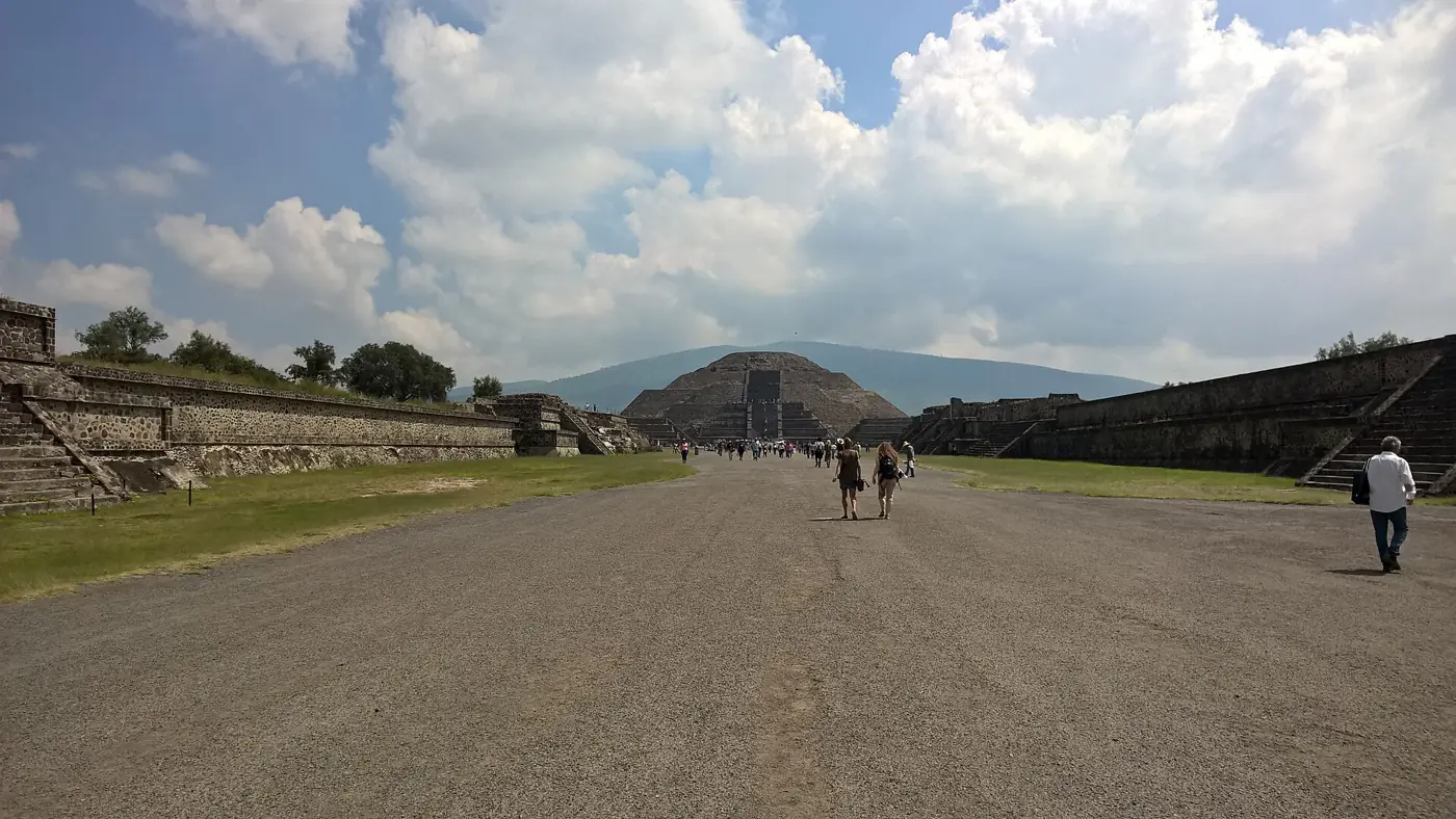 The Avenue of the Dead at Teotihuacán, looking north to the Pyramid of the Moon
